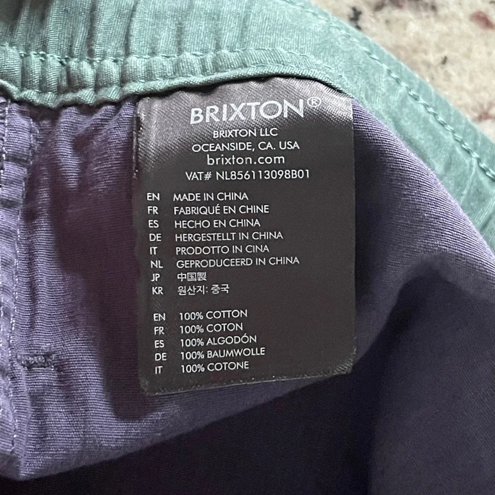 Brixton Steady Drawstring Short Mens L Colorblock Navy Orange Green Skate Canvas